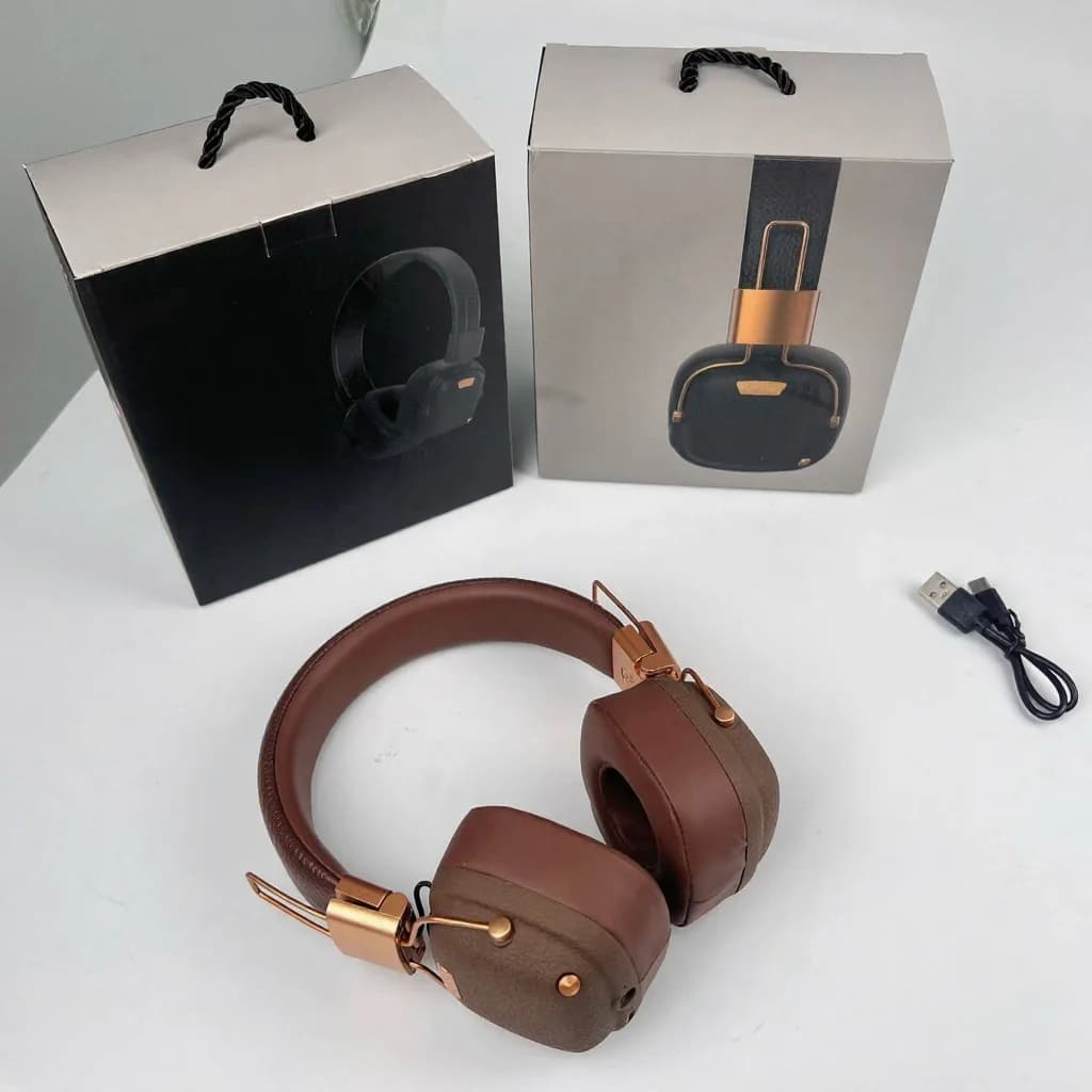 Retro bezdrôtové Bluetooth slúchadlá cez uši s režimami zvuku EQ
