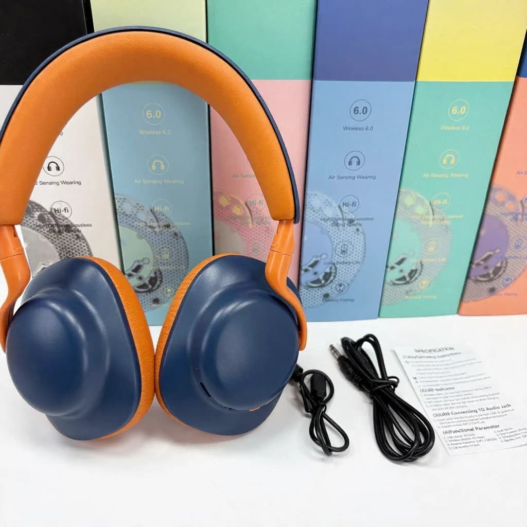 Bezdrôtové Bluetooth slúchadlá cez uši s FM rádiom a nabíjaním Type-C