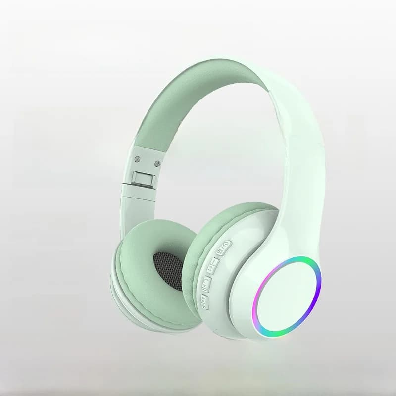 Bezdrôtové Bluetooth slúchadlá cez uši s LED osvetlením a mikrofónom