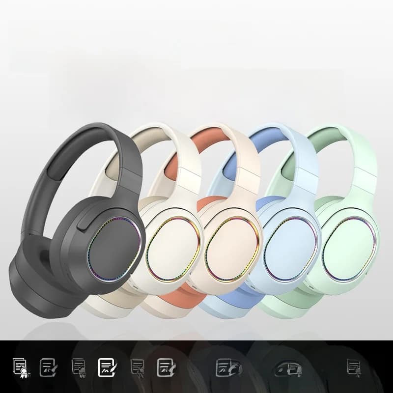 Bezdrôtové Bluetooth slúchadlá s LED svetlami a FM rádiom