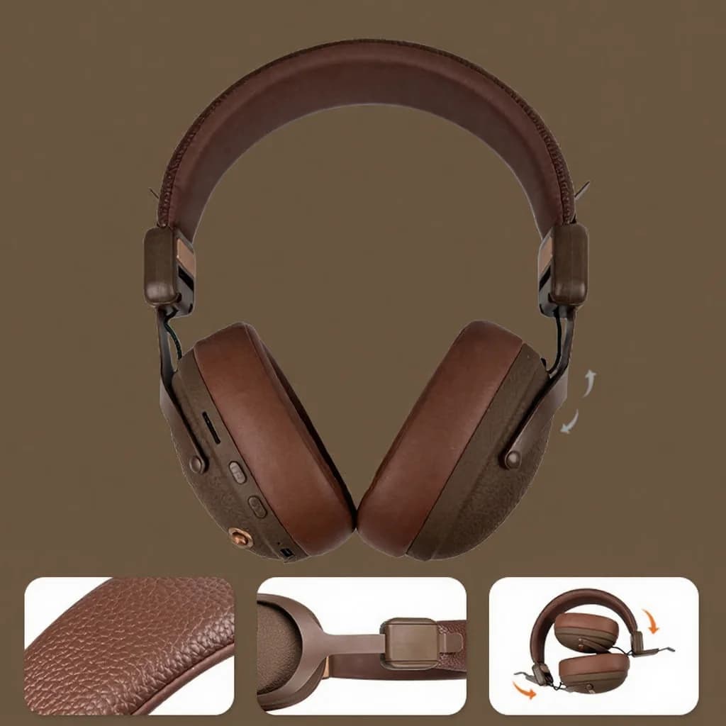 Retro bezdrôtové slúchadlá s Bluetooth 5.4 a dlhou výdržou batérie