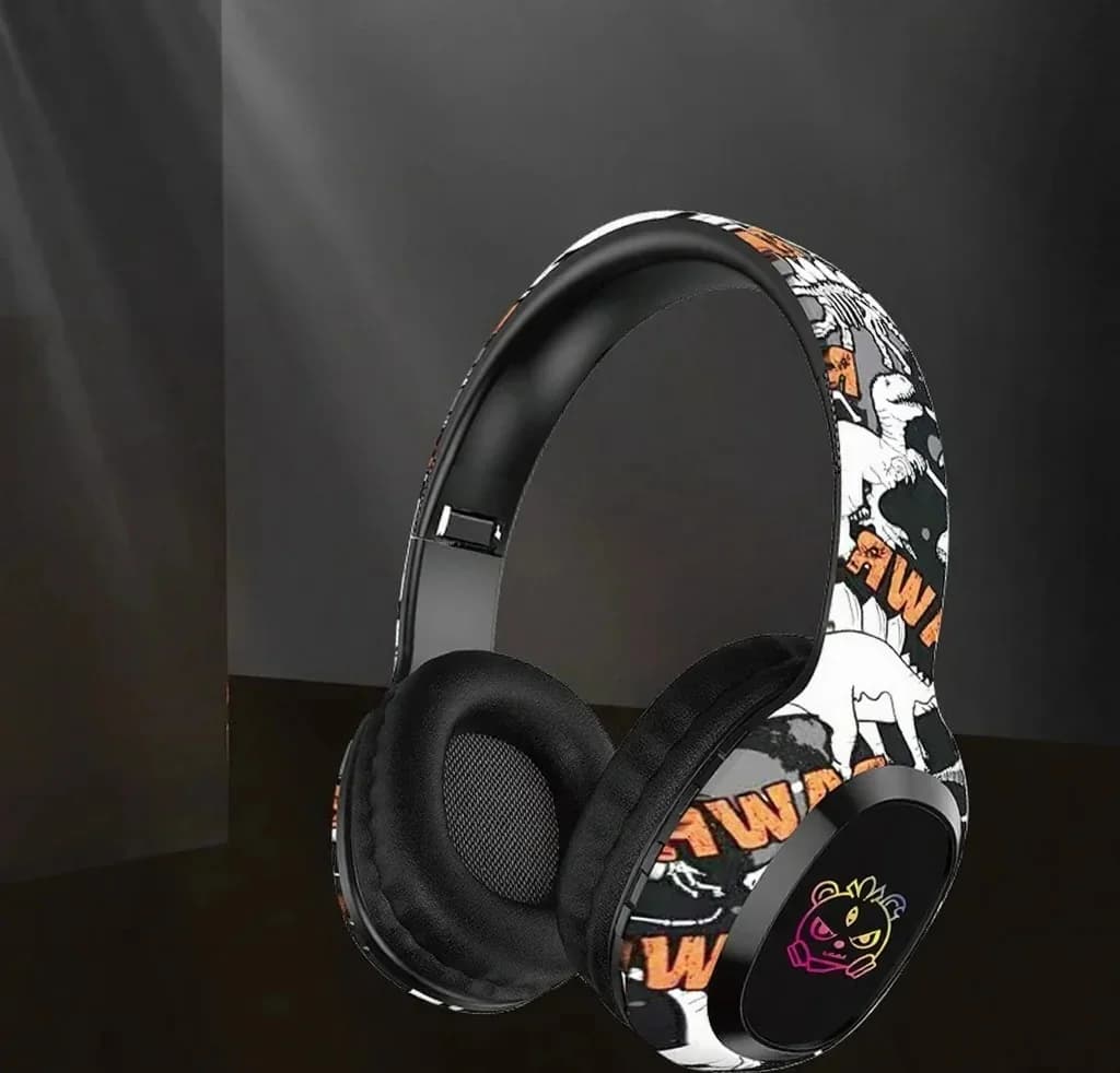 Náhlavné Bluetooth slúchadlá s FM rádiom a LED svetlami