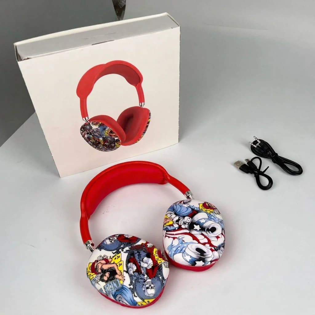 Graffiti slúchadlá cez uši s Bluetooth, FM rádiom a slotom na TF kartu