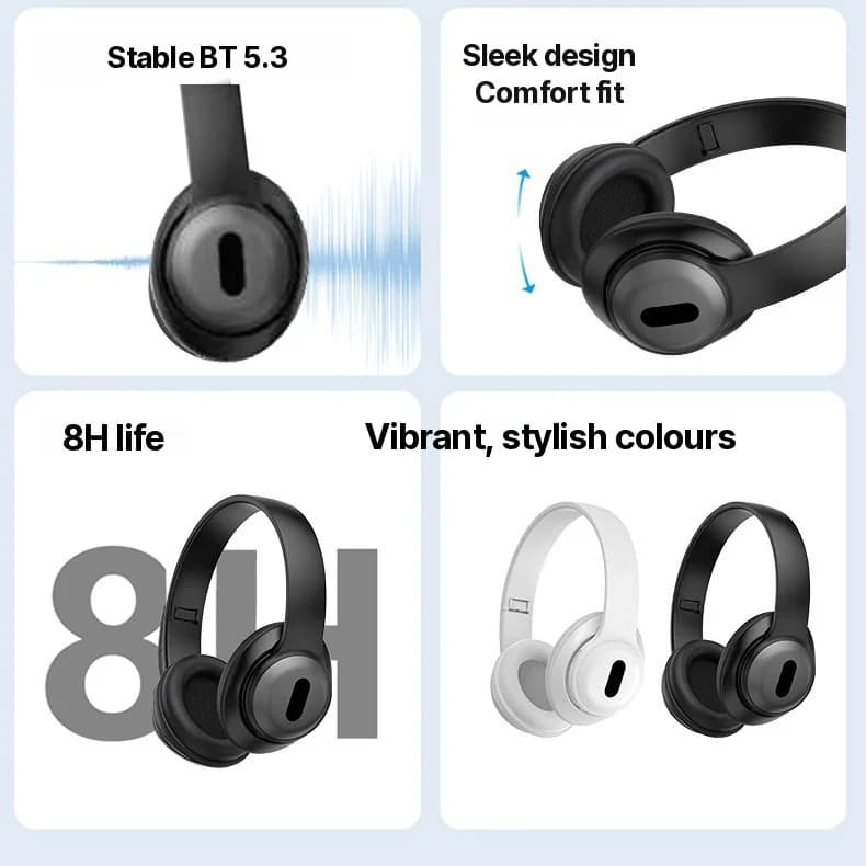 Bezdrôtové slúchadlá cez uši s Bluetooth, FM rádiom a slotom na TF kartu