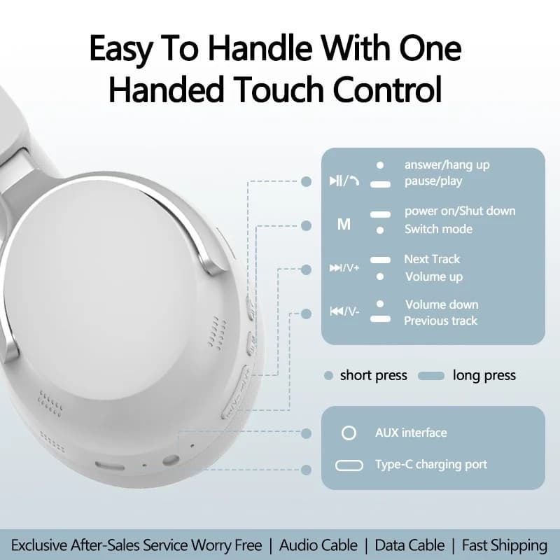 Bezdrôtové Bluetooth slúchadlá na uši s 3D stereo zvukom a dlhou výdržou