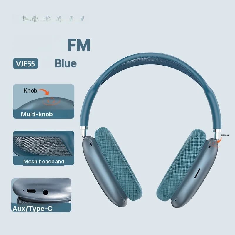 Slúchadlá cez uši Bluetooth 5.4 s otočným ovládačom a FM rádiom