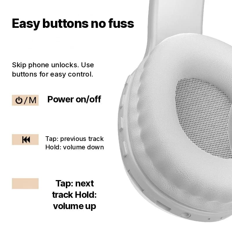 Bluetooth slúchadlá cez uši s TF kartou a AUX vstupom