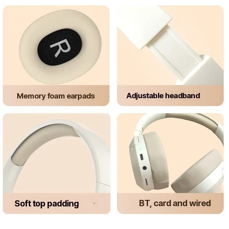 Náhlavné Bluetooth slúchadlá s basmi, AUX a podporou TF karty