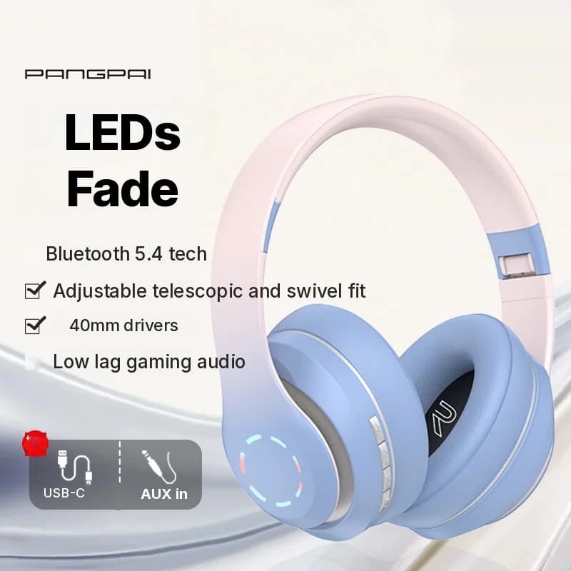 Bezdrôtové nadhlavné slúchadlá s LED osvetlením a FM rádiom