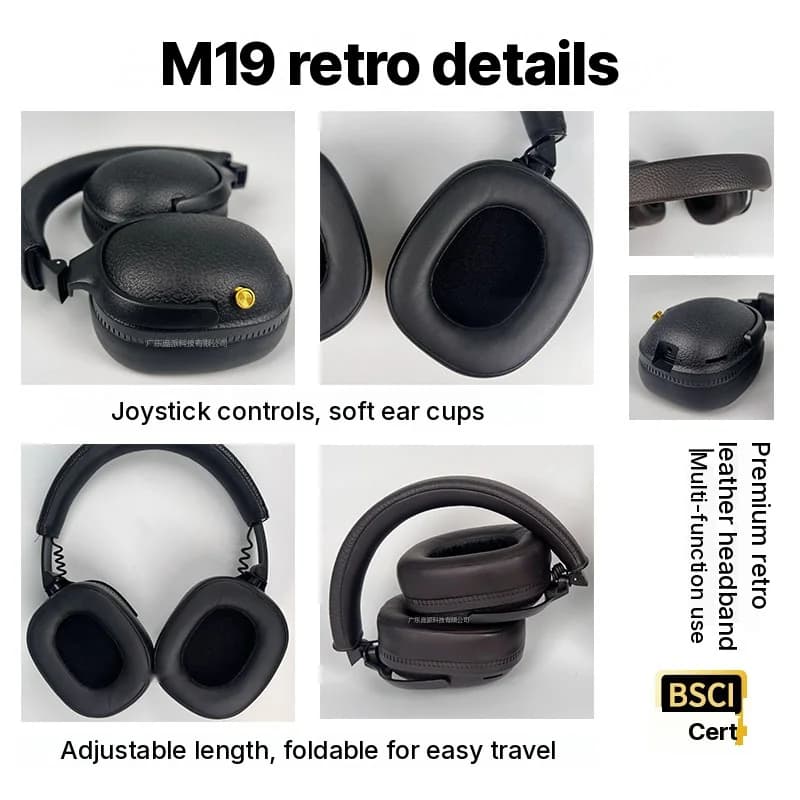 Retro bezdrôtové slúchadlá s uzavretým dizajnom, stereo zvukom a mikrofónom
