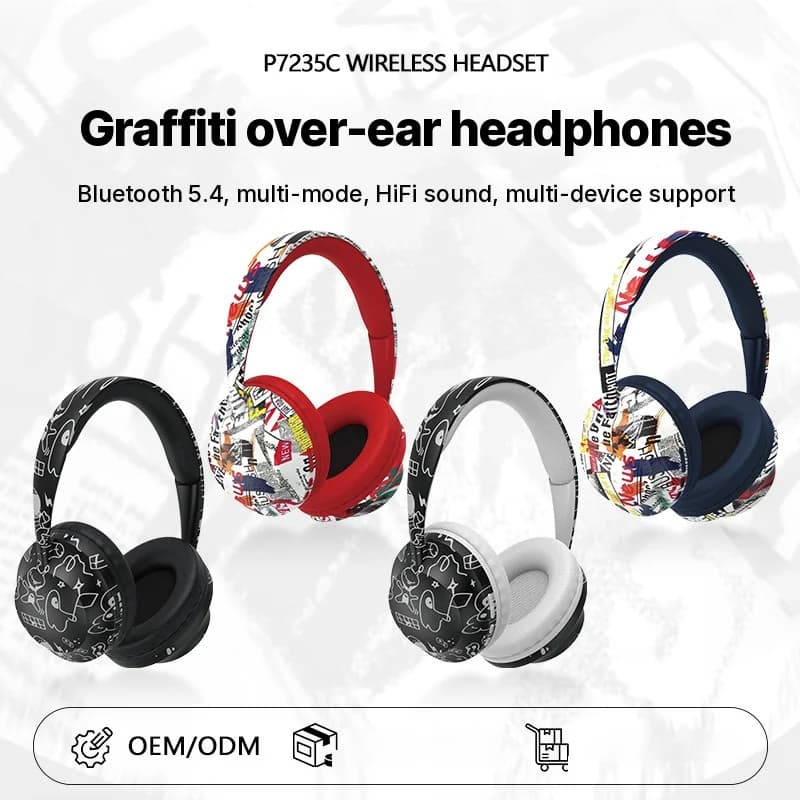 Bezdrôtové slúchadlá cez uši s Bluetooth 5.4 a slotom na TF kartu
