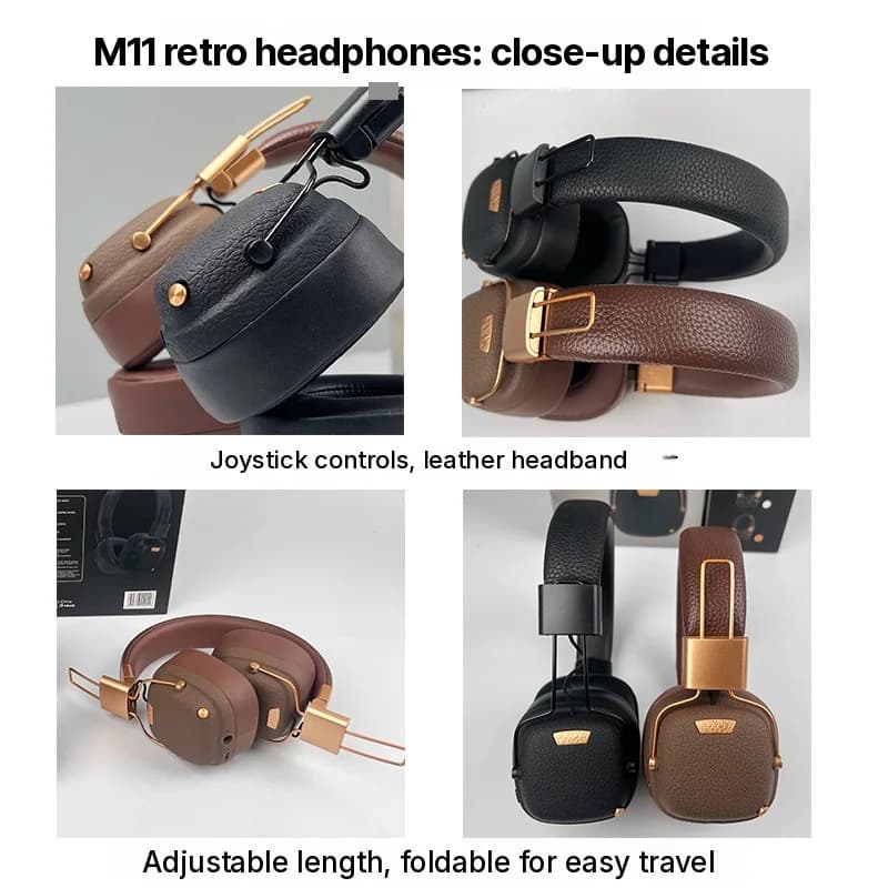 Retro bezdrôtové Bluetooth slúchadlá cez uši s režimami zvuku EQ