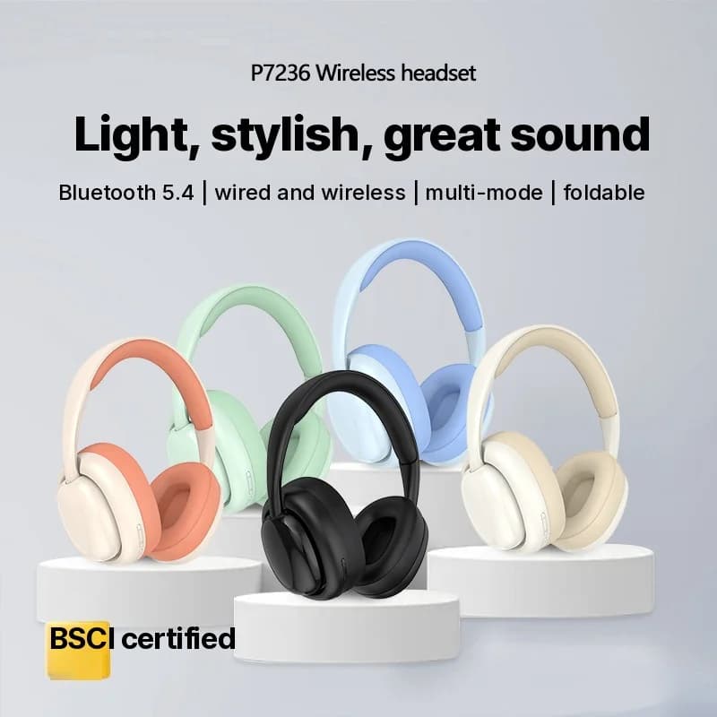Bezdrôtové Bluetooth slúchadlá cez uši s FM rádiom a slotom na TF kartu