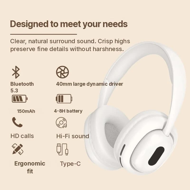 Bluetooth slúchadlá cez uši s FM rádiom a slotom na TF kartu
