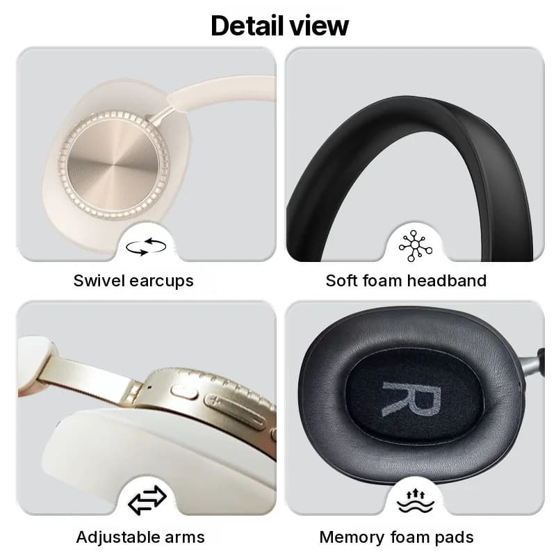Bezdrôtové Bluetooth slúchadlá cez uši s potlačením hluku a puzdrom