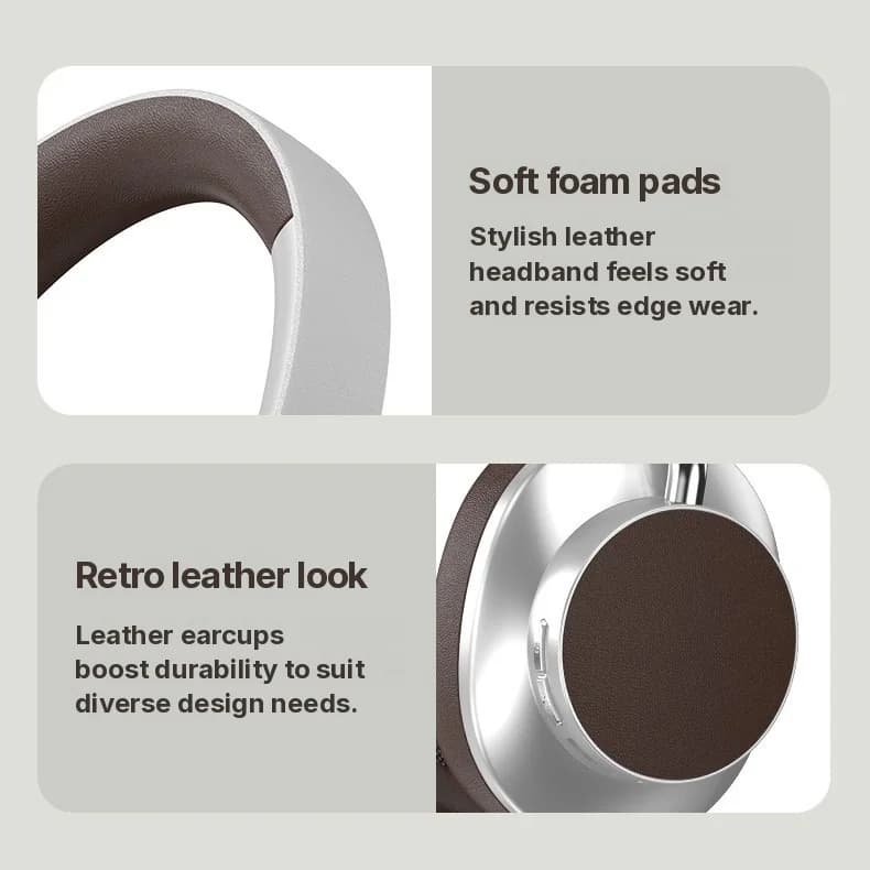 Retro bezdrôtové Bluetooth slúchadlá cez uši s FM rádiom a slotom na TF kartu