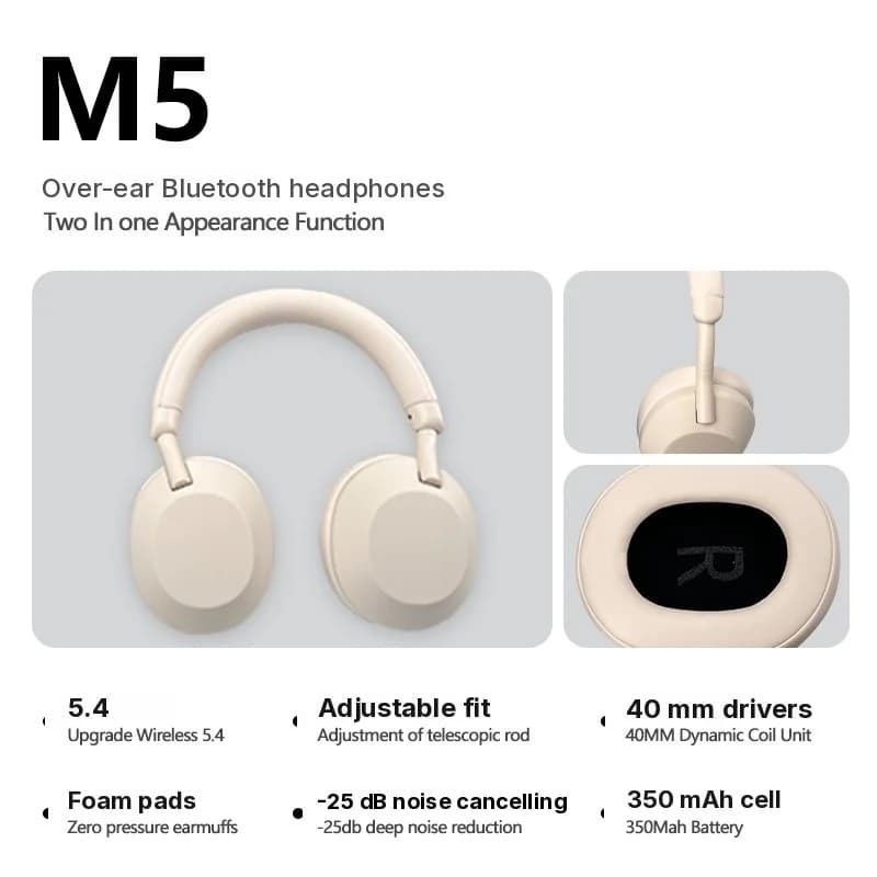 ANC bezdrôtové Bluetooth slúchadlá cez uši s aktívnym potlačením hluku