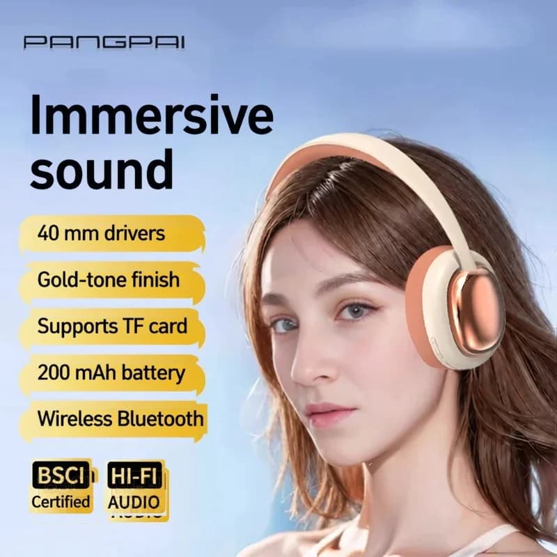Bezdrôtové Bluetooth slúchadlá cez uši s mikrofónom a 40 mm meničmi