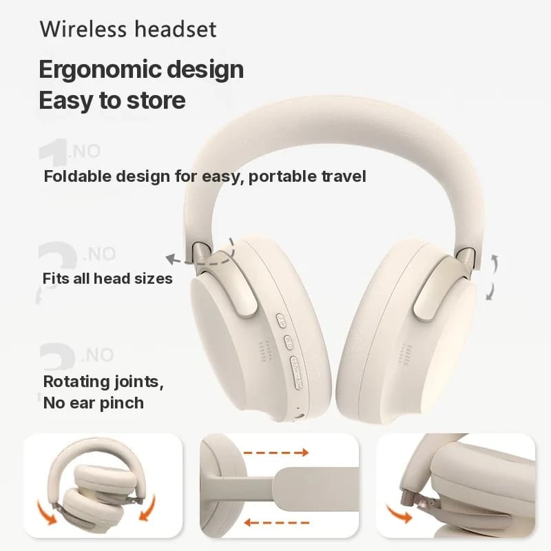 Bezdrôtové Bluetooth slúchadlá cez uši s nabíjaním Type-C a stereofónnym zvukom